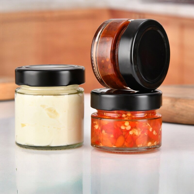 Round Glass Honey Jars Manufacturer - OEM Straight Side 50-100ml Clear Food Container