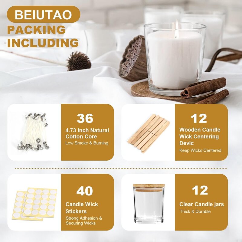 Clear Glass Candle Jars Manufacturer - OEM 10 OZ with Bamboo Lid Bulk Empty Containers