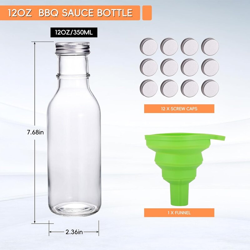 Glass Hot Sauce Bottles Manufacturer - OEM 12OZ with Screw Cap for Juicing Homemade