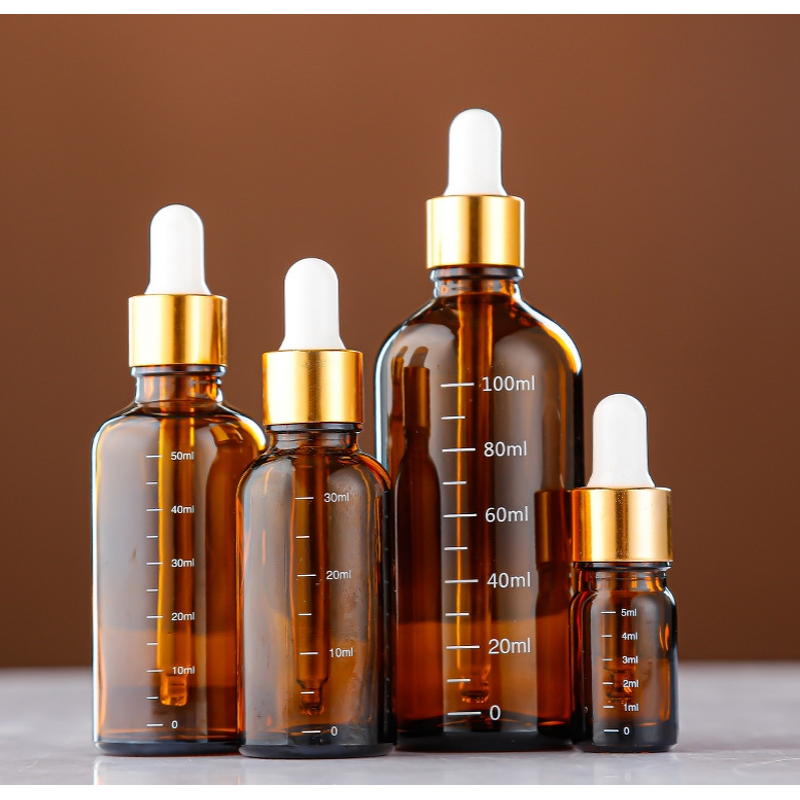 Rubber Head Dropper Amber Glass Bottle Manufacturer - OEM 5-100mL Cosmetic Essential Oil