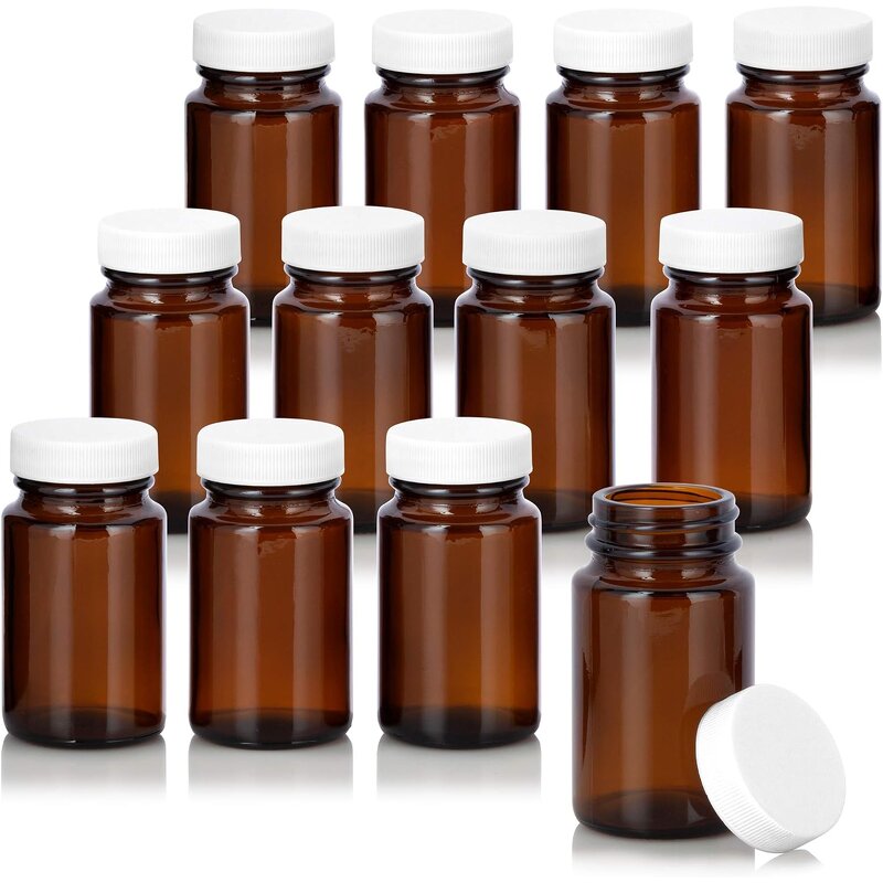 Amber Glass Wide Mouth Bottle Manufacturer - OEM 2.5oz 75ml Pharmaceutical Pill with White