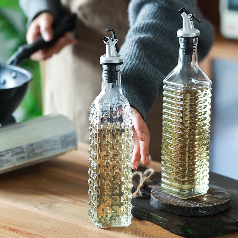 Empty Glass Olive Oil Bottle Manufacturer - OEM 500ml for Cooking With Cork Lid