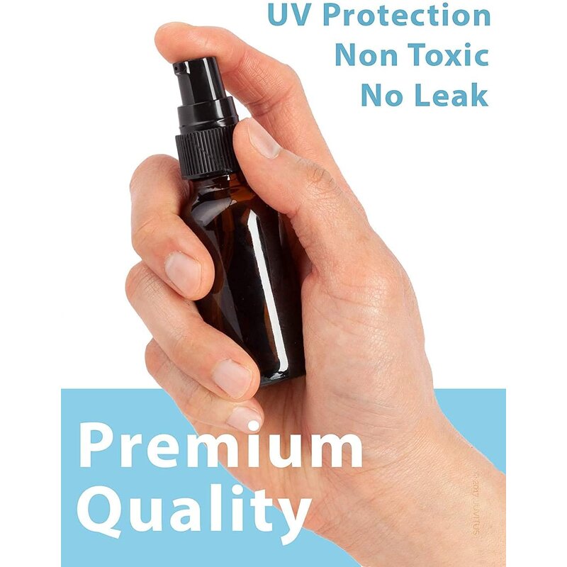 Amber Glass Boston Round Bottle Factory - OEM 2 oz 60 ml with Black Treatment Pump