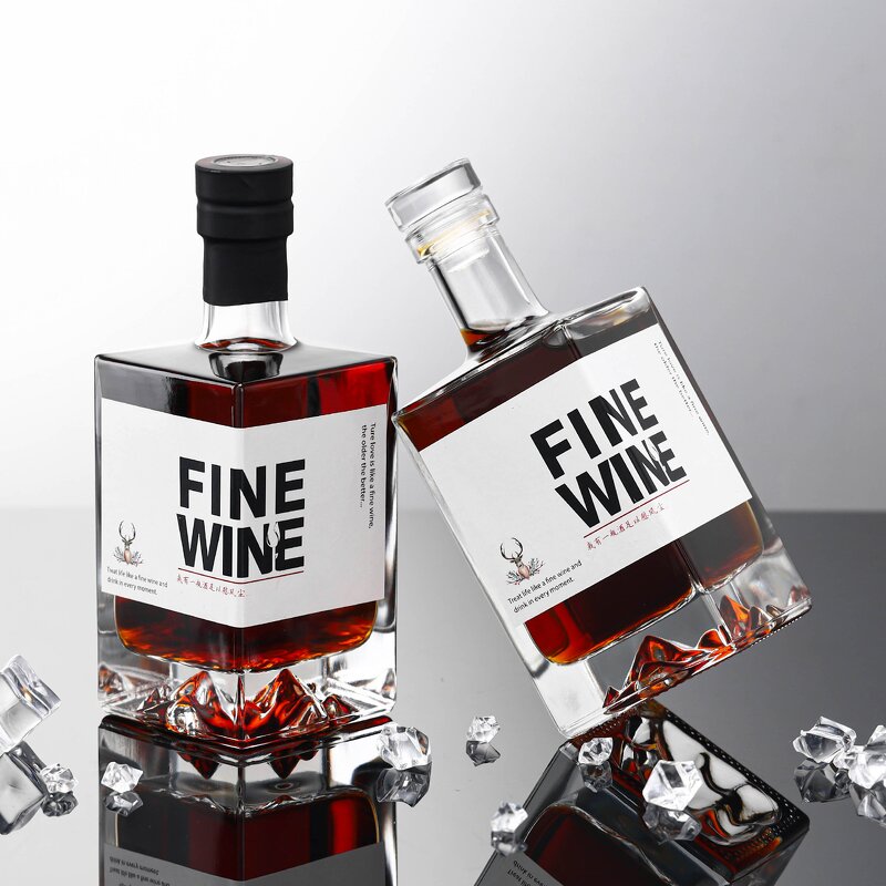 Mountain Fruit Wine Glass Bottle Factory - OEM Custom 500ml 16oz Square with Cork