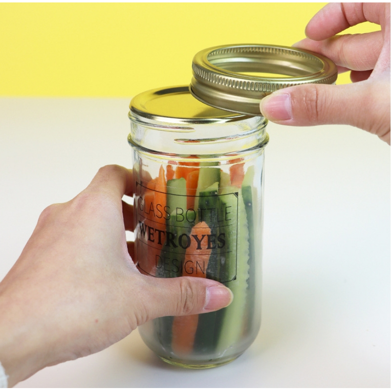 Empty Transparent Food Glass Storage Jars Manufacturer - OEM 4-24oz Wide Mouth with Lids