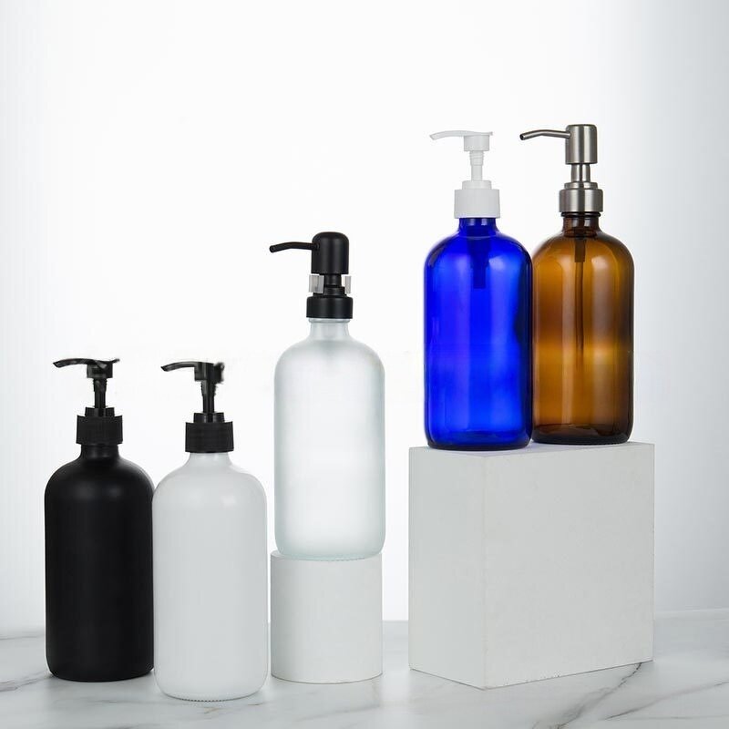 Amber Frosted Boston Bottle Factory - OEM Factory 8-16oz Matte Black White Blue Round