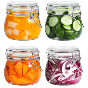 Glass Storage Container Manufacturer - OEM 17oz Clear Preserving Seal Wire Clip Fastening