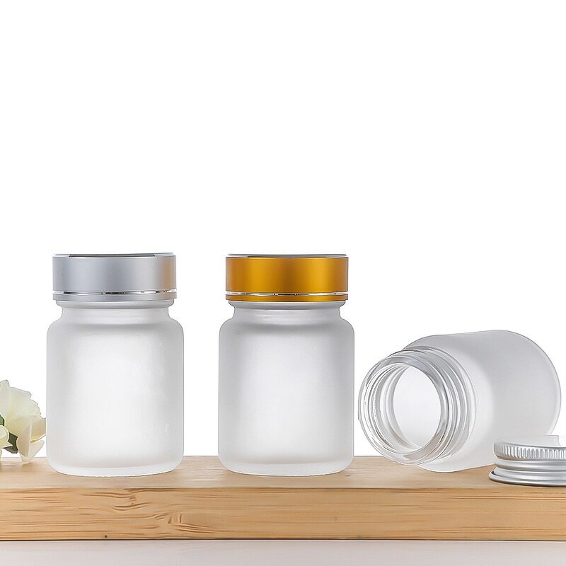 Clear Frosted Glass Bottle Manufacturer - OEM 30ml 1OZ Wide-Mouth Supplement Capsule