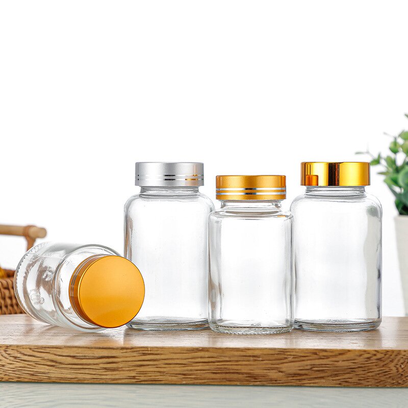 Clear Glass Capsule Bottle Factory - OEM Custom Logo Wide Mouth 50-150ml Pill