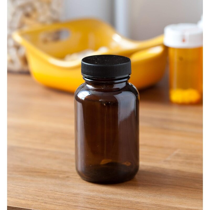 Amber Glass Wide Mouth Bottle Factory - OEM Custom Logo 5 oz with Black Ribbed Lid