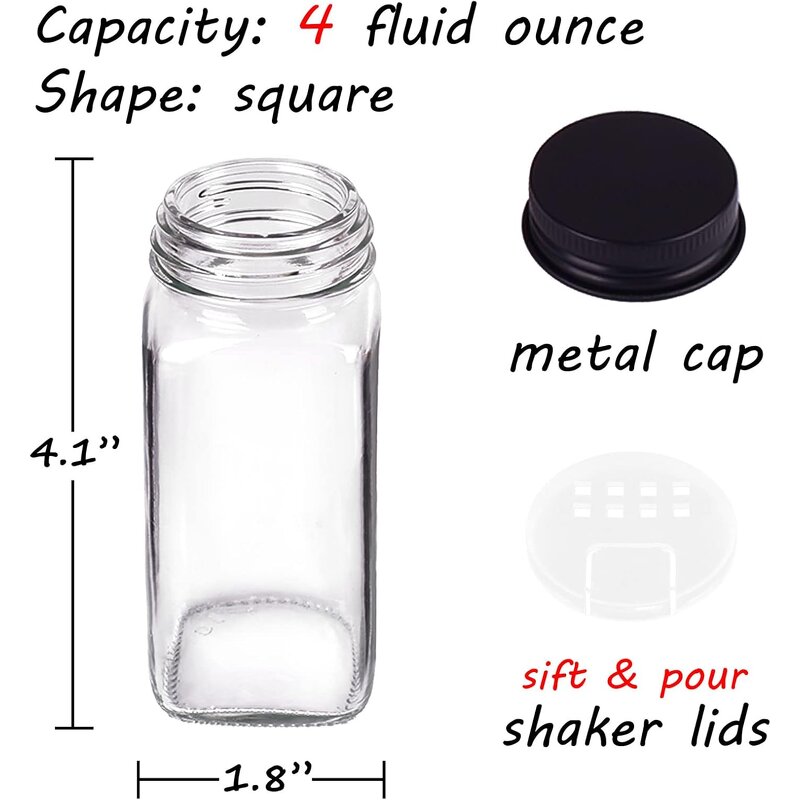 Glass Spice Storage Container Manufacturer - OEM Wholesale Square 4oz 120ml Pepper Jar