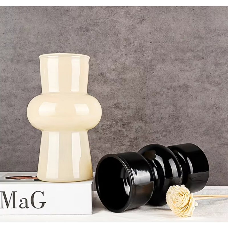 Unique Vibrant Colors Glass Vase Manufacturer - OEM Blue Pink Yellow Black White Luxury