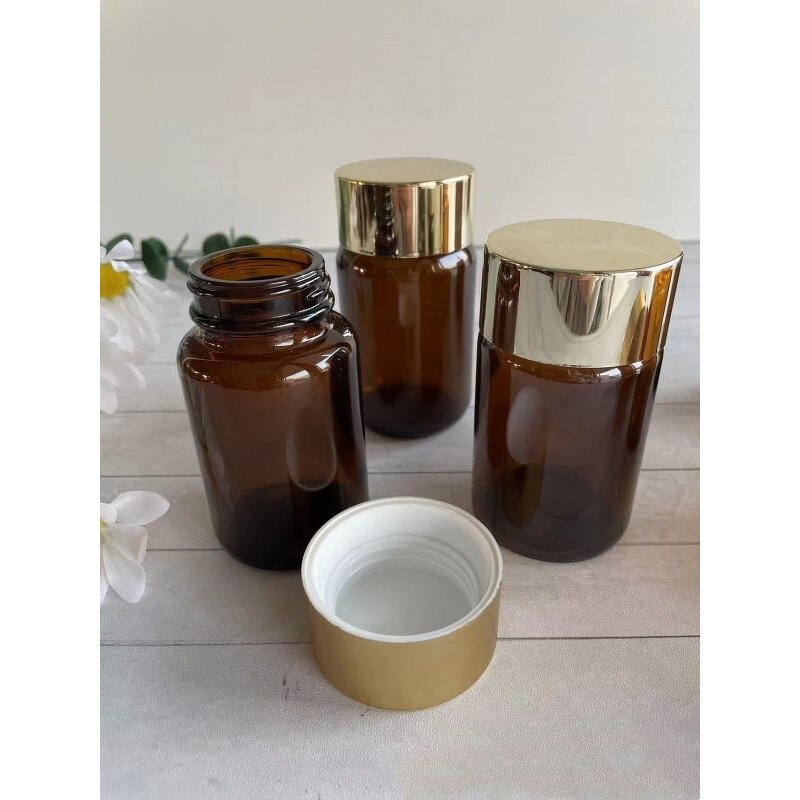 Empty Transparent Glass Bottle Manufacturer - OEM 100-120CC with Screw Cap Food Grade