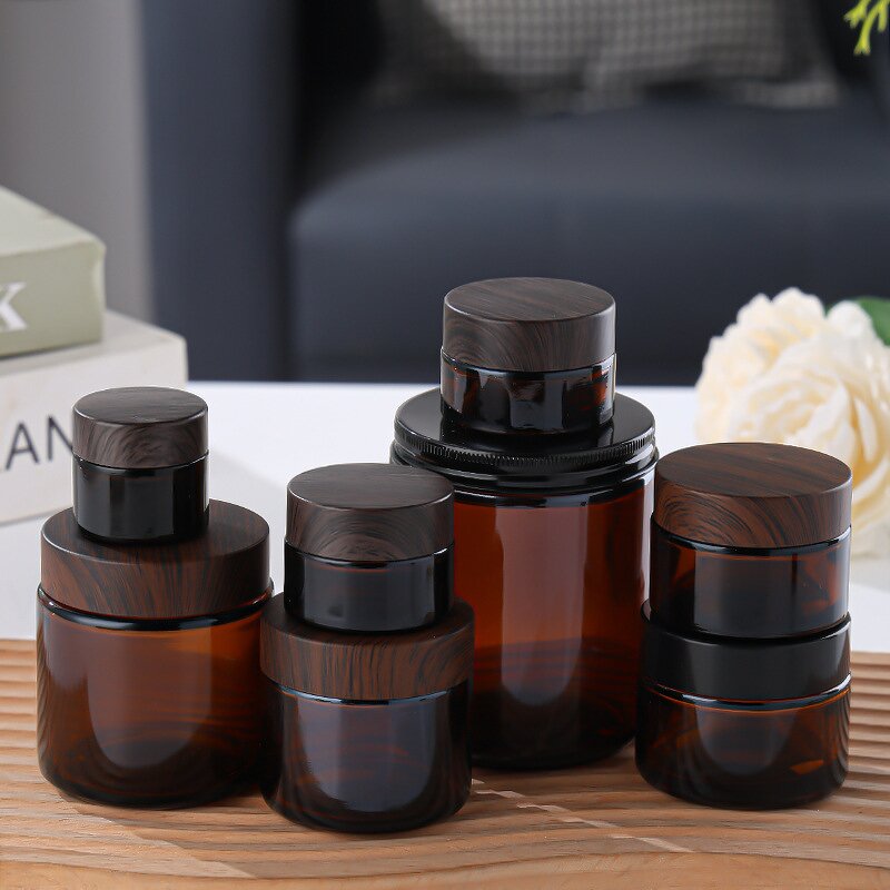 Empty Amber Glass Cosmetic Jars Factory - OEM 1-2oz 30-100g Cosmetics Face Cream Containers
