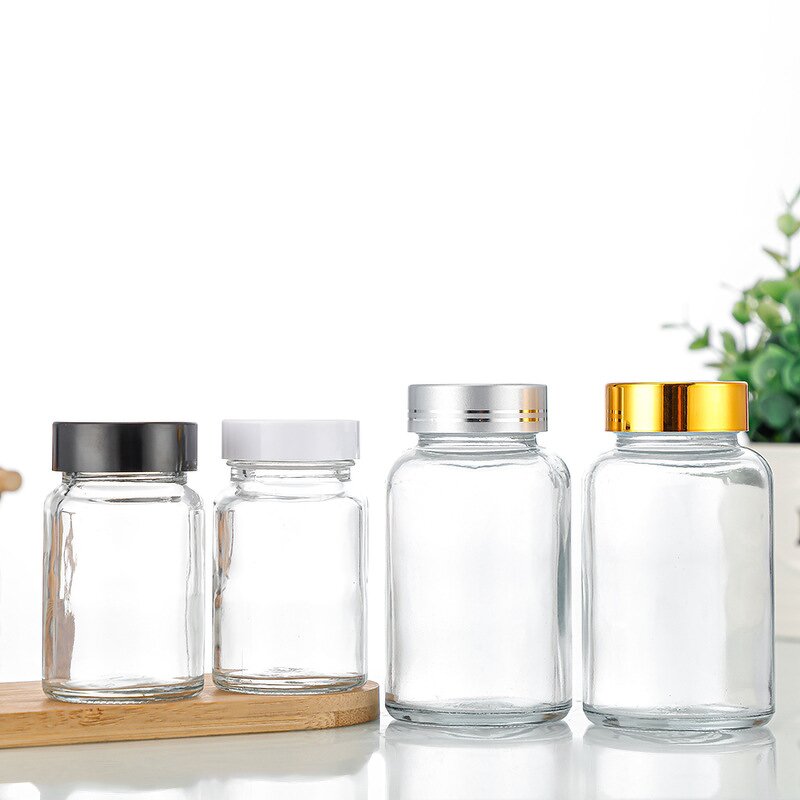 Clear Glass Capsule Bottle Factory - OEM Custom Logo Wide Mouth 50-150ml Pill