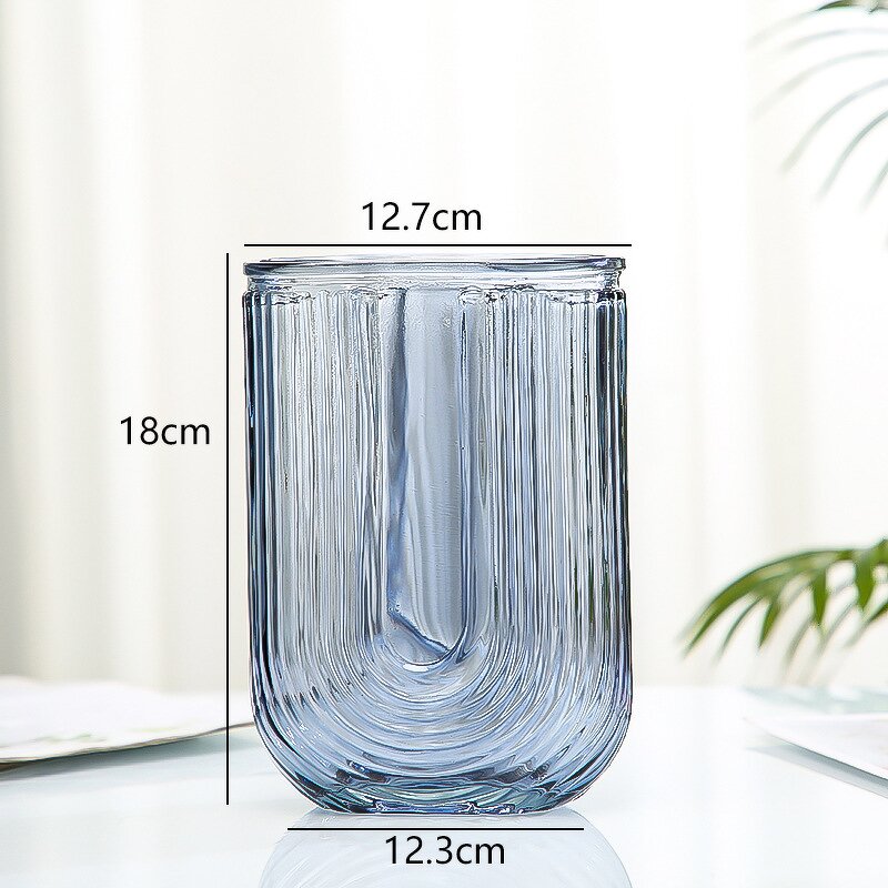 Modern Classic Art Deco Glass Vase Manufacturer - OEM Minimalist Flat U Shaped Transparent