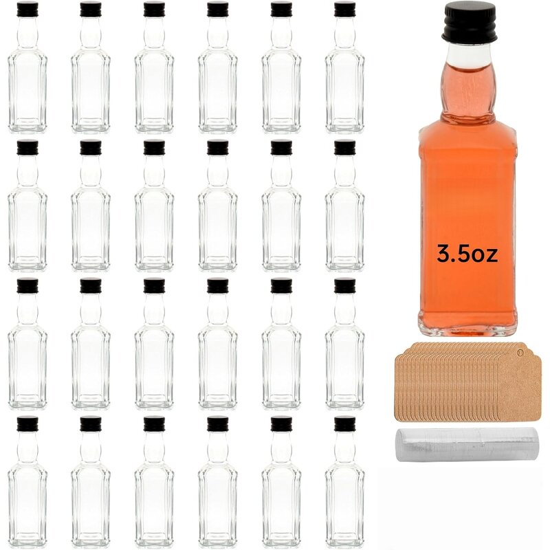 Square Mini Glass Bottles Factory - OEM 50-100ml 3.5oz Small Liquor Bottles with Lids
