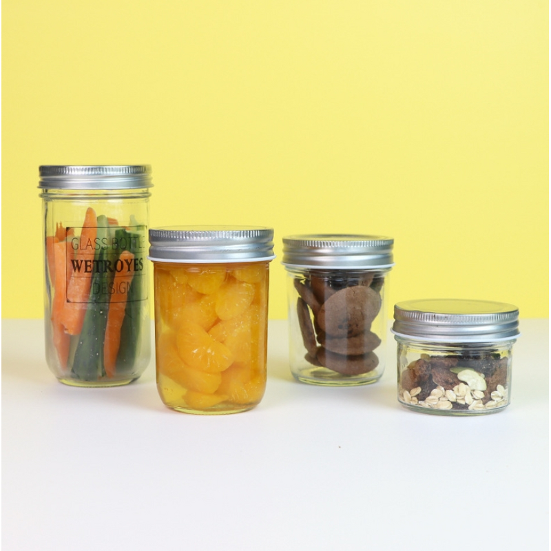 Mason Jars Factory - OEM 4-24oz Canning Jars Preservable Clear Modern Round Metal