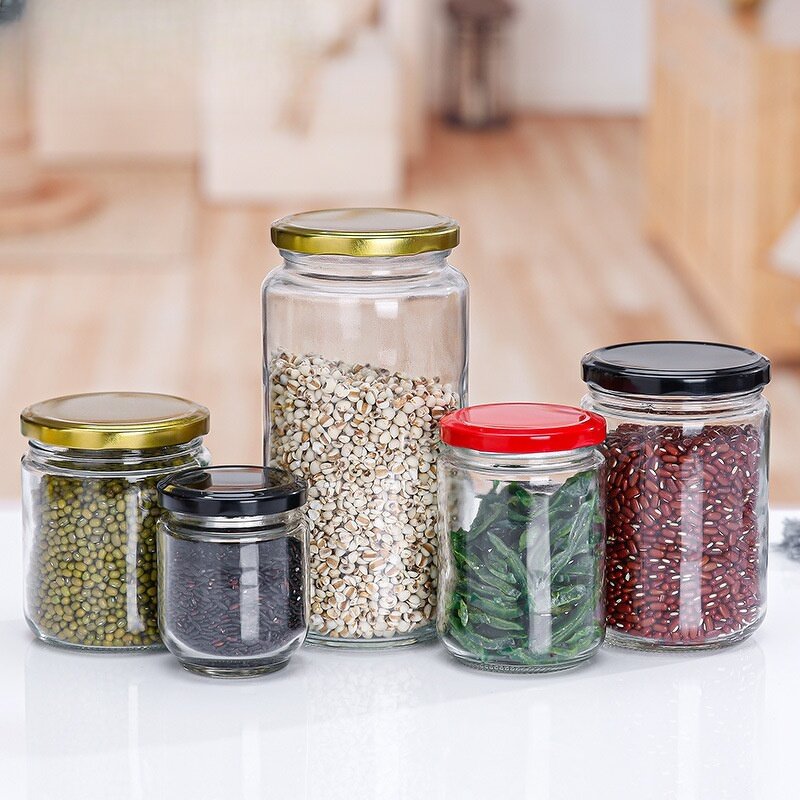 Glass Canning Jars Factory - OEM Bulk 8-16oz 500ml Round Shape Salsa Jam with Metal