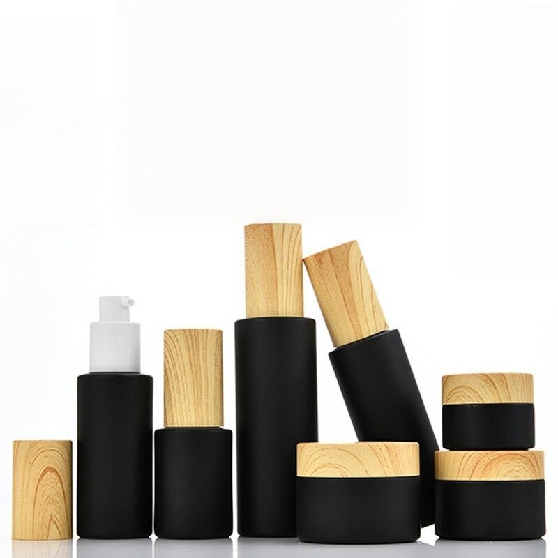 Perfume Cosmetic Glass Spray Bottle Factory - OEM 20-120ml Black Clear Frost Pump Lotion