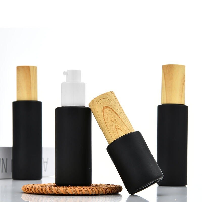 Perfume Cosmetic Glass Spray Bottle Factory - OEM 20-120ml Black Clear Frost Pump Lotion