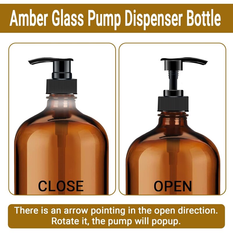 Amber Glass Pump Bottles Factory - OEM 32 oz 1000ml Boston Round with Pumps for Shampoo