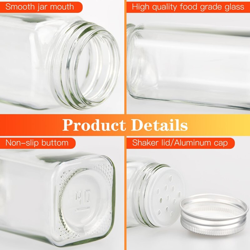 Airtight Glass Spice Containers Manufacturer - OEM 4oz 120ml Square Empty with Shaker Lid