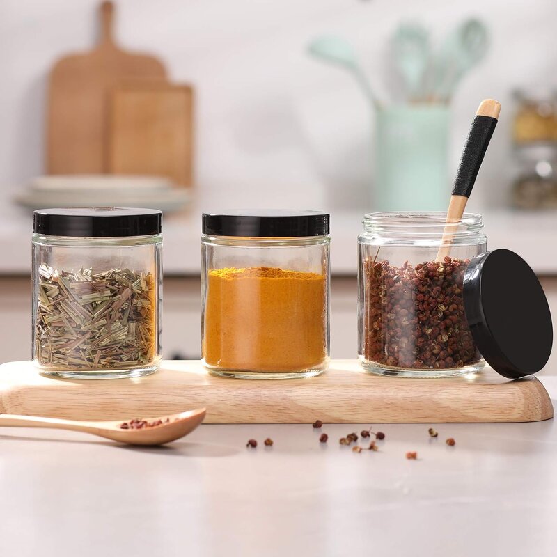 Clear Glass Candle Jar Factory - OEM Wholesale 8oz with Black Plastic Screw Cap