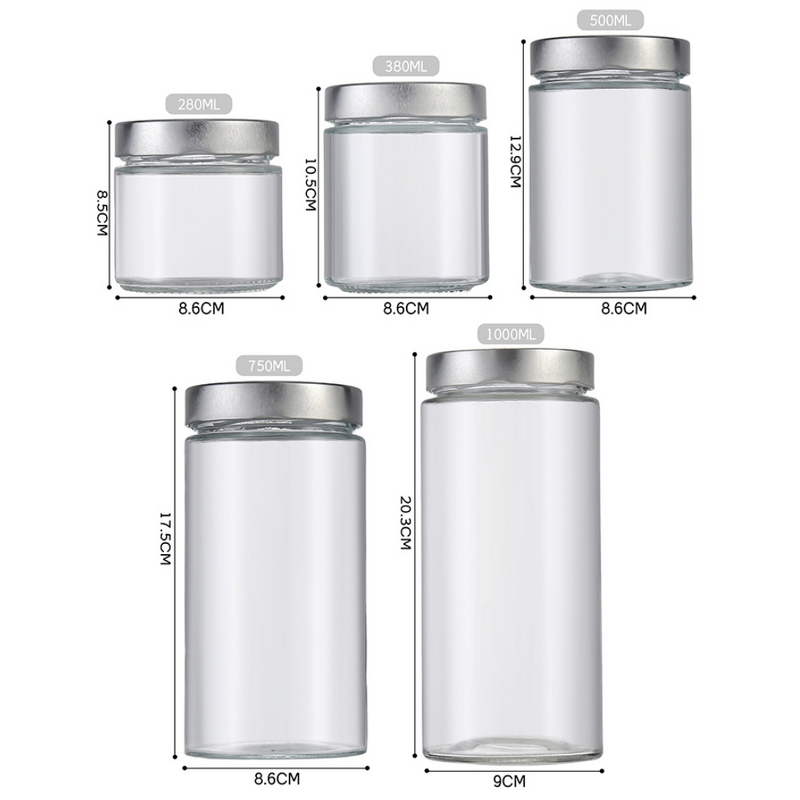 Round Straight Empty Glass Jar Manufacturer - OEM 180-1000ml Pickle Food Jam Storage