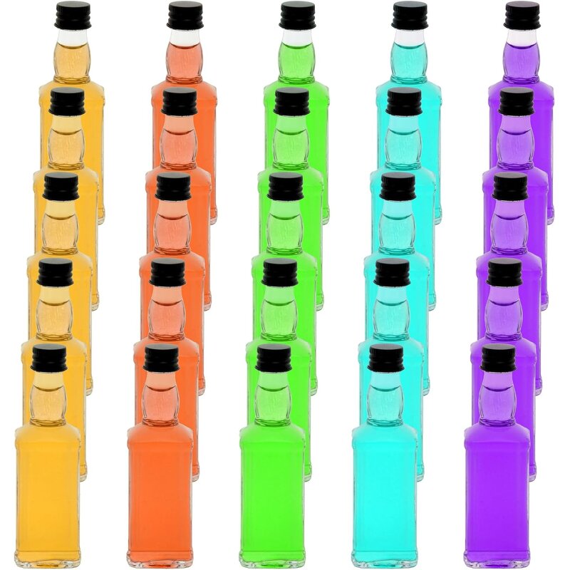 Square Mini Glass Bottles Factory - OEM 50-100ml 3.5oz Small Liquor Bottles with Lids