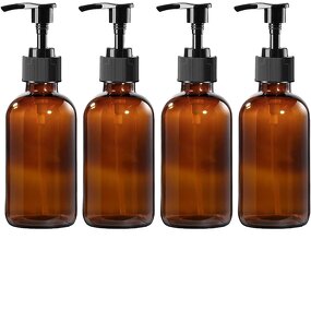 Amber Glass Pump Bottles Factory - OEM 8-16oz Boston Round with Pumps for Lotion Soap