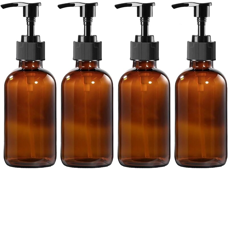 Amber Glass Pump Bottles Factory - OEM 8-16oz Boston Round with Pumps for Lotion Soap