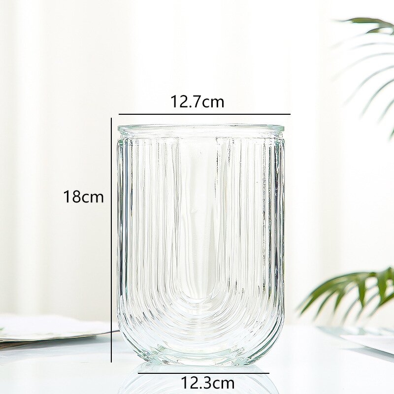 Modern Classic Art Deco Glass Vase Manufacturer - OEM Minimalist Flat U Shaped Transparent