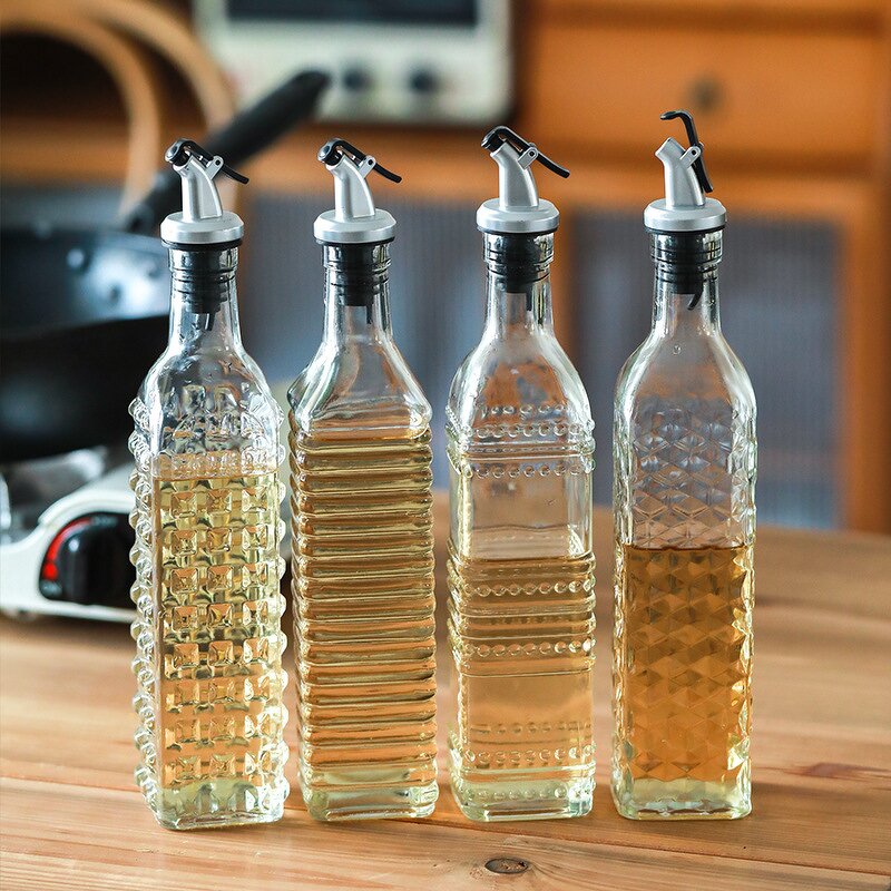 Empty Glass Olive Oil Bottle Manufacturer - OEM 500ml for Cooking With Cork Lid