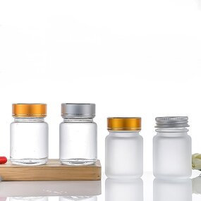 Clear Frosted Glass Bottle Manufacturer - OEM 30ml 1OZ Wide-Mouth Supplement Capsule