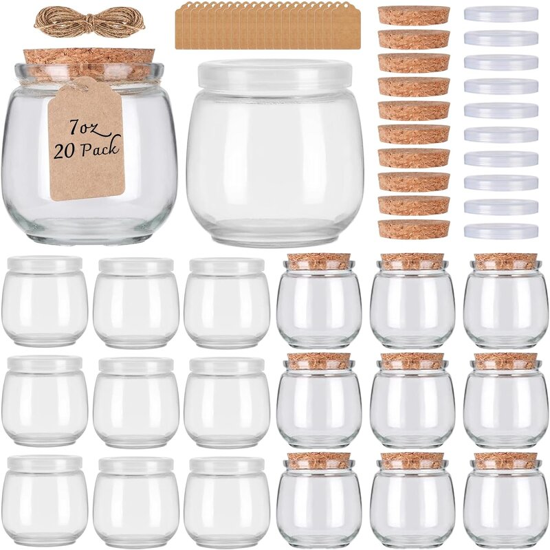 Glass Yogurt Jars with Cork Lids Manufacturer - OEM 7 oz Small Pudding Jars Containers