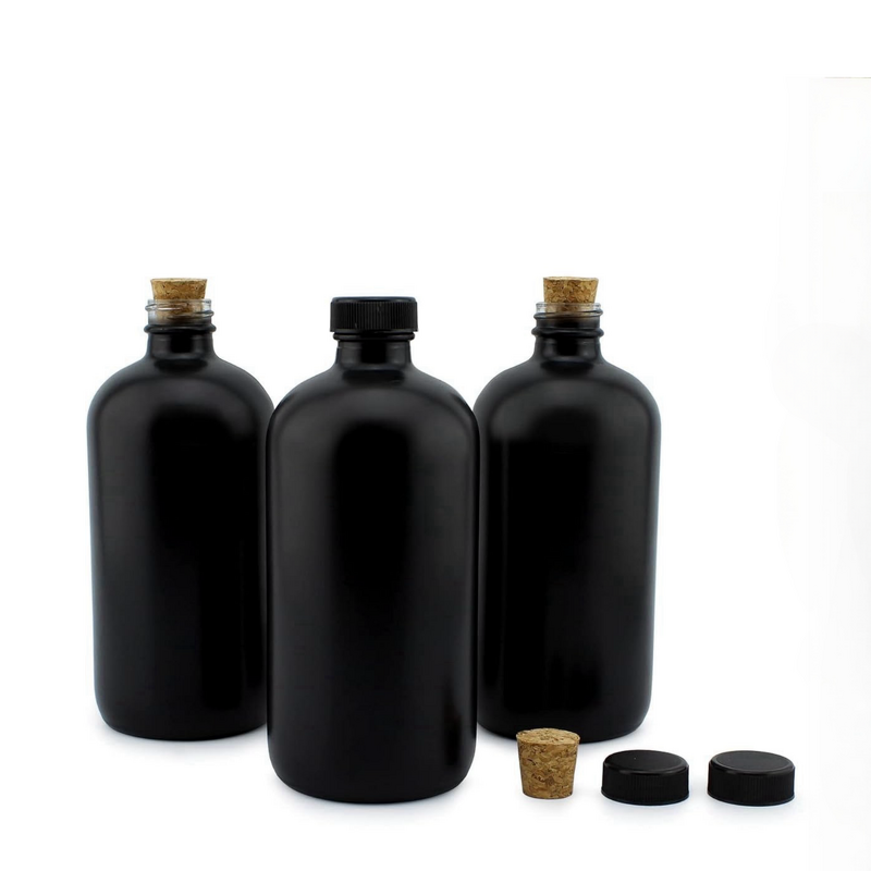 Matte Black Boston Round Glass Bottles Manufacturer - OEM 16oz 500ml Milk Bottle for Candle