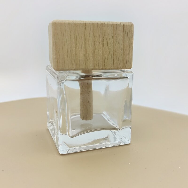 Square Glass Bottle Aroma Diffuser Factory - OEM Custom 50ml Air Freshener with Wooden