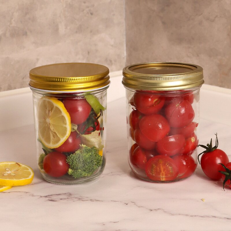 Empty Transparent Food Glass Storage Jars Manufacturer - OEM 4-24oz Wide Mouth with Lids