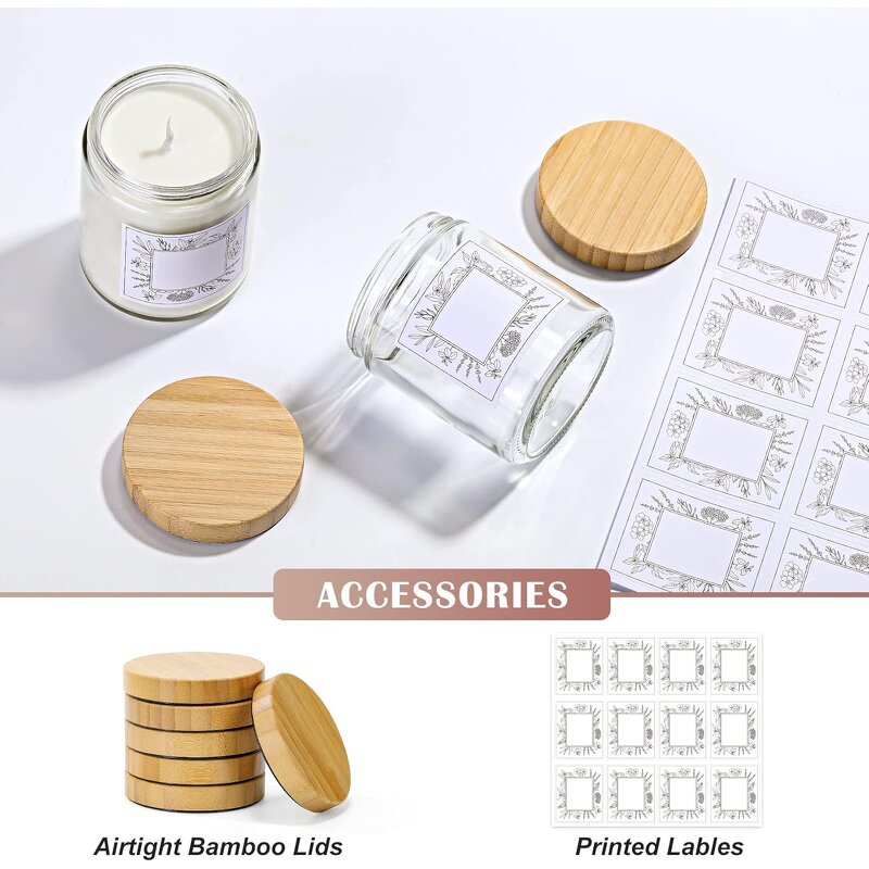 Glass Candle Jars with Bamboo Lids Factory - OEM 250ml 8oz Bulk Clear Round for Making
