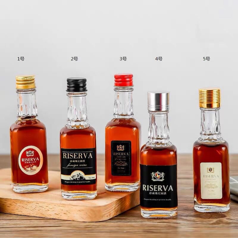 Mini Glass Liquor Bottles Manufacturer - OEM 50ml 1.7 oz Small Wine Bottles with Lids