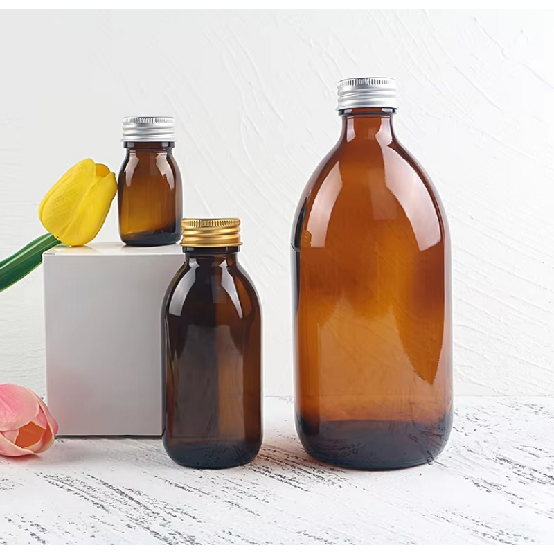 Empty Oral Liquid Bottle Manufacturer - OEM 30-500ml Amber Brown Syrup Glass with Cover