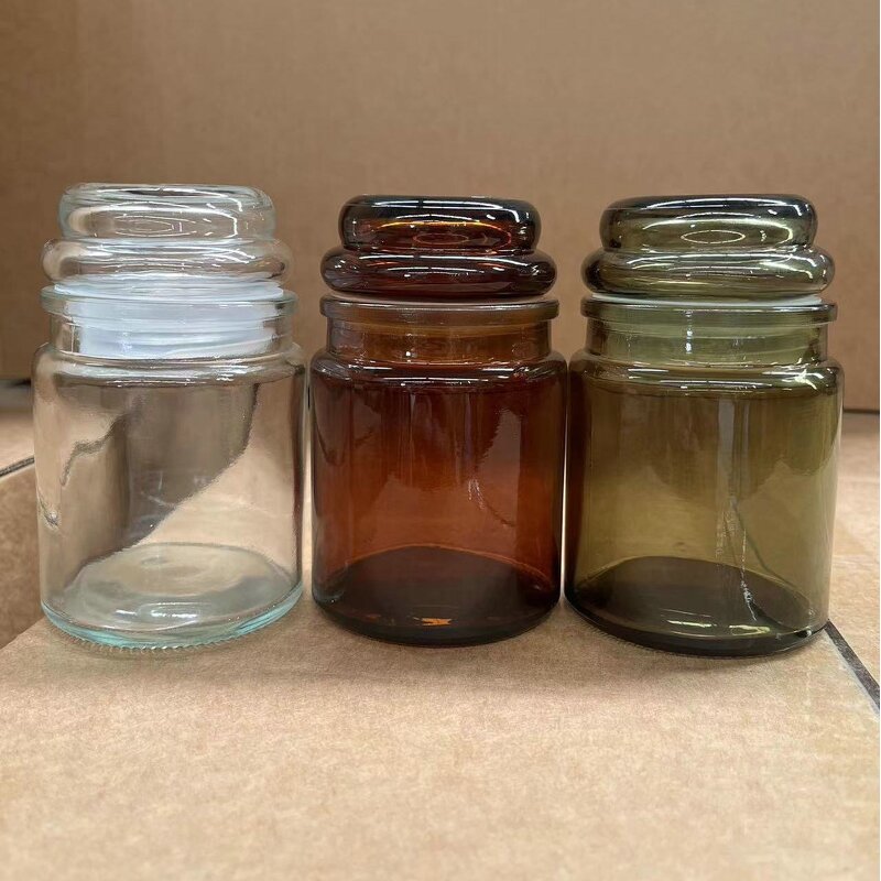 Glass Candle Holders Manufacturer - OEM 100-200ml Clear Amber Green with Cork Wooden