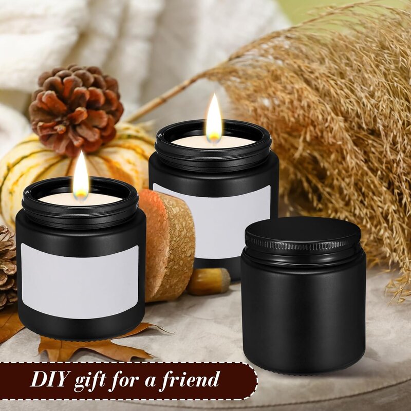 Glass Candle Tins with Lids Factory - OEM Bulk 4 oz Black Round Empty Container