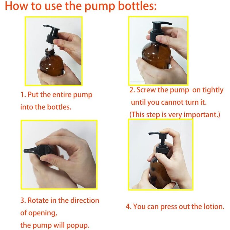 Amber Glass Pump Bottles Factory - OEM 8-16oz Boston Round with Pumps for Lotion Soap