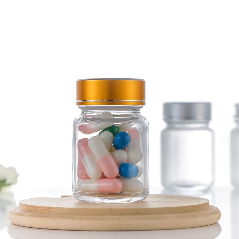 Clear Frosted Glass Bottle Manufacturer - OEM 30ml 1OZ Wide-Mouth Supplement Capsule