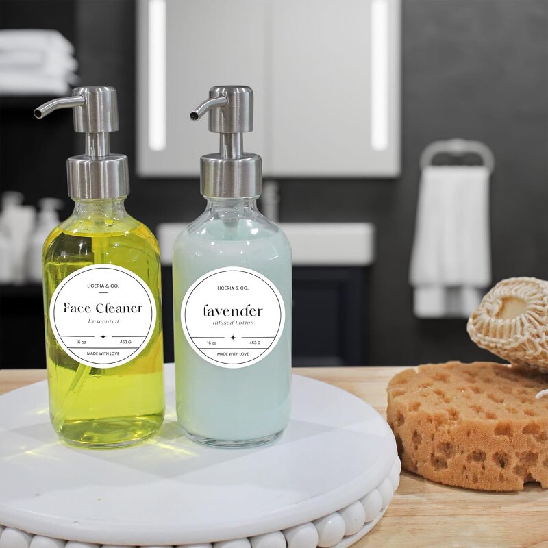 Clear Glass Boston Round Bottles Manufacturer - OEM 8-Ounce with Stainless Steel Lotion