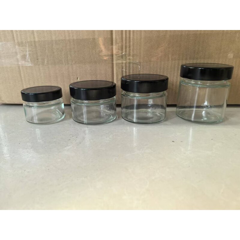 Glass Storage Jar with Black Metal Lid Factory - OEM 50-100ml Screw Cap for Food Storage