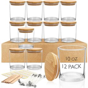 Clear Glass Candle Jars Manufacturer - OEM 10 OZ with Bamboo Lid Bulk Empty Containers