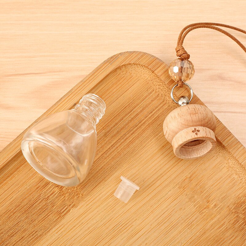 Car Aromatherapy Diffuser Bottle Factory - OEM 8ml Glass Mini Empty Hanging with Wooden